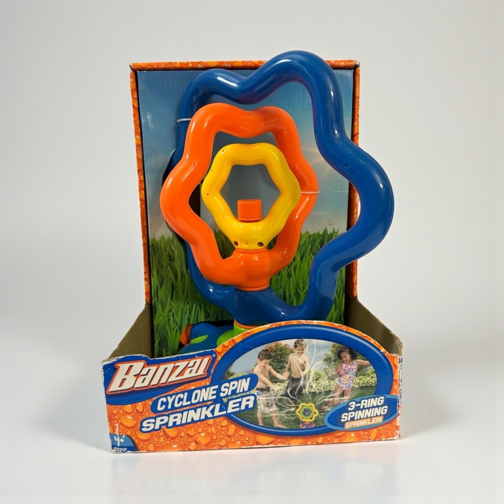 NEW‎ Banzai Cyclone Spin Sprinkler Kids Outdoor Water Toy 3-Ring Spinning